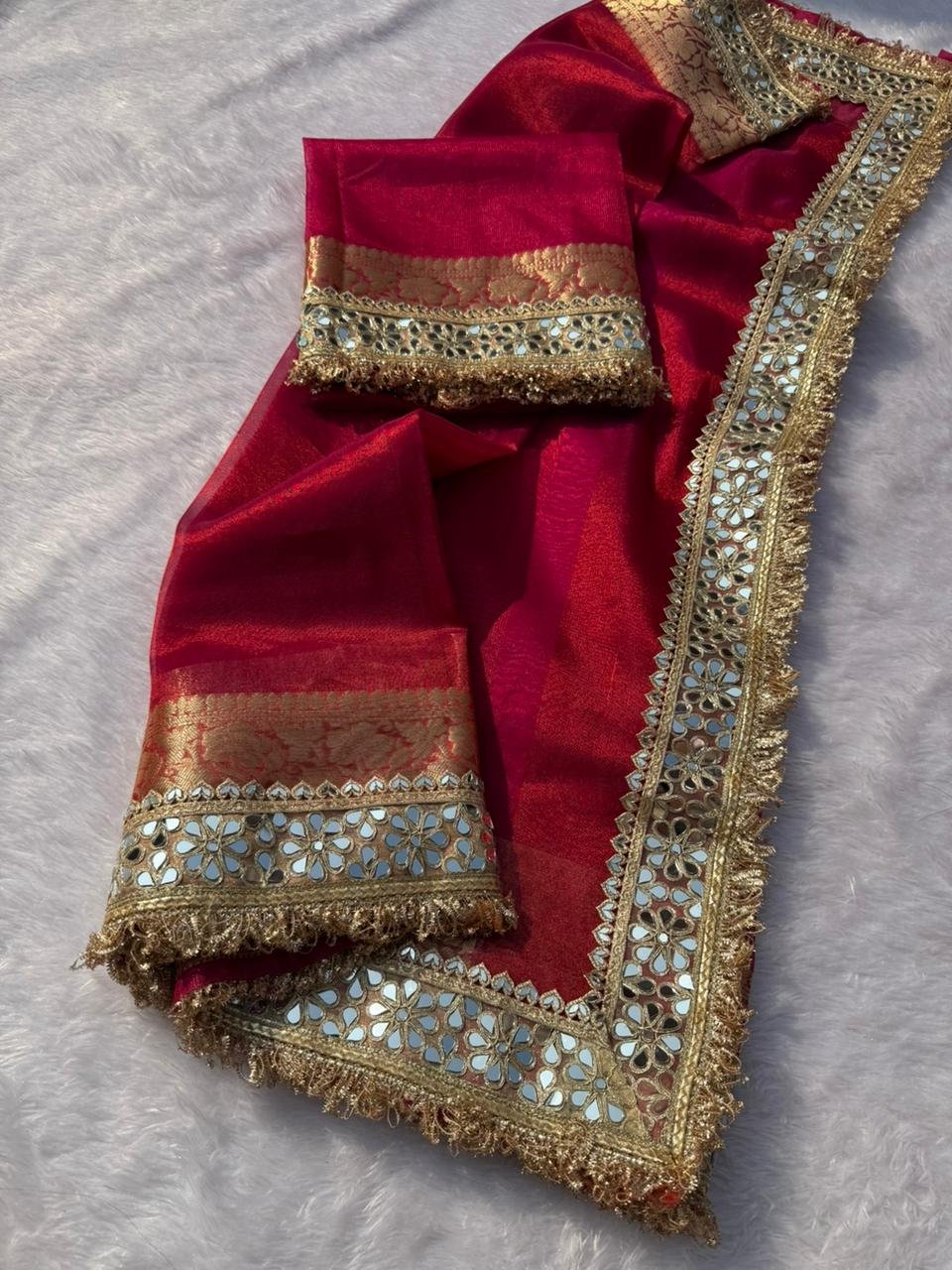 Gulabi Aaina Tissue Saree