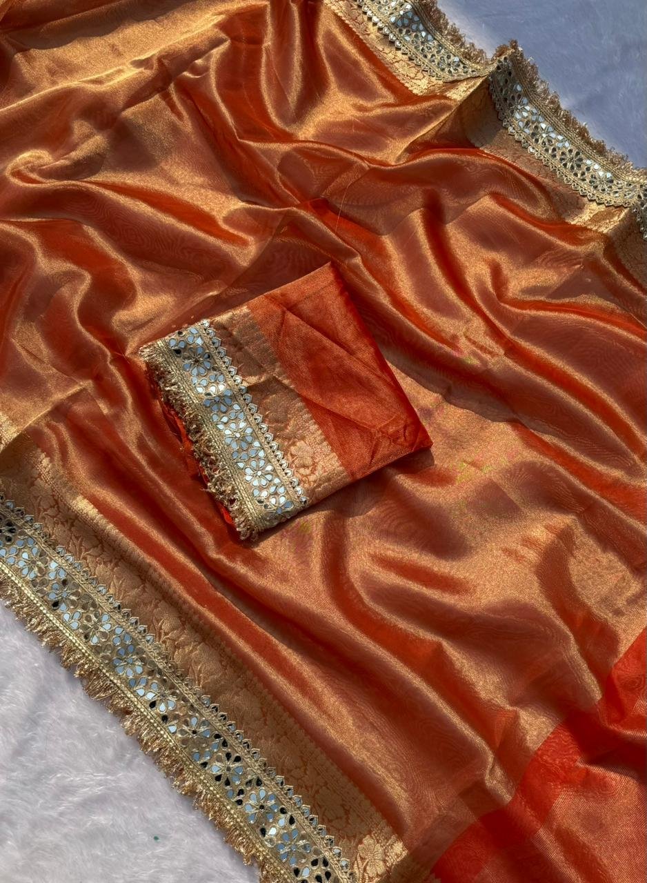 Gulabi Aaina Tissue Saree