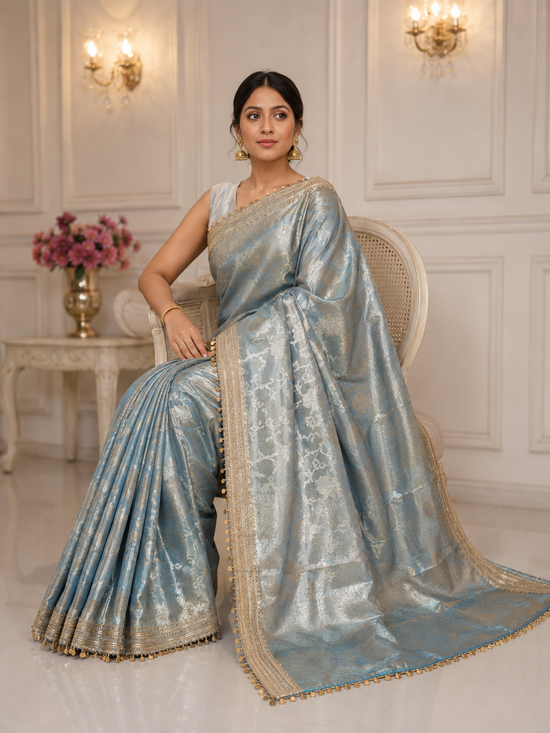 Neelambari Chandrika Tissue Saree