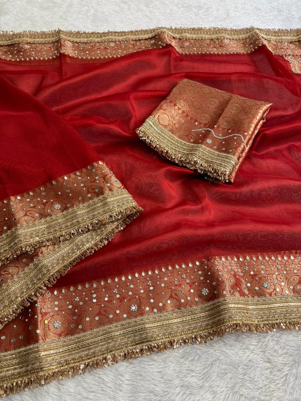 Sindoor Rajsi Maharani Tissue Silk Saree