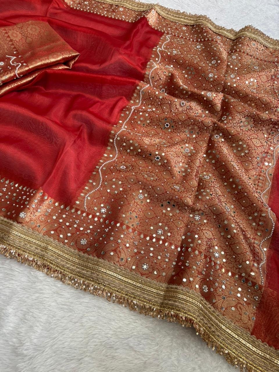Sindoor Rajsi Maharani Tissue Silk Saree