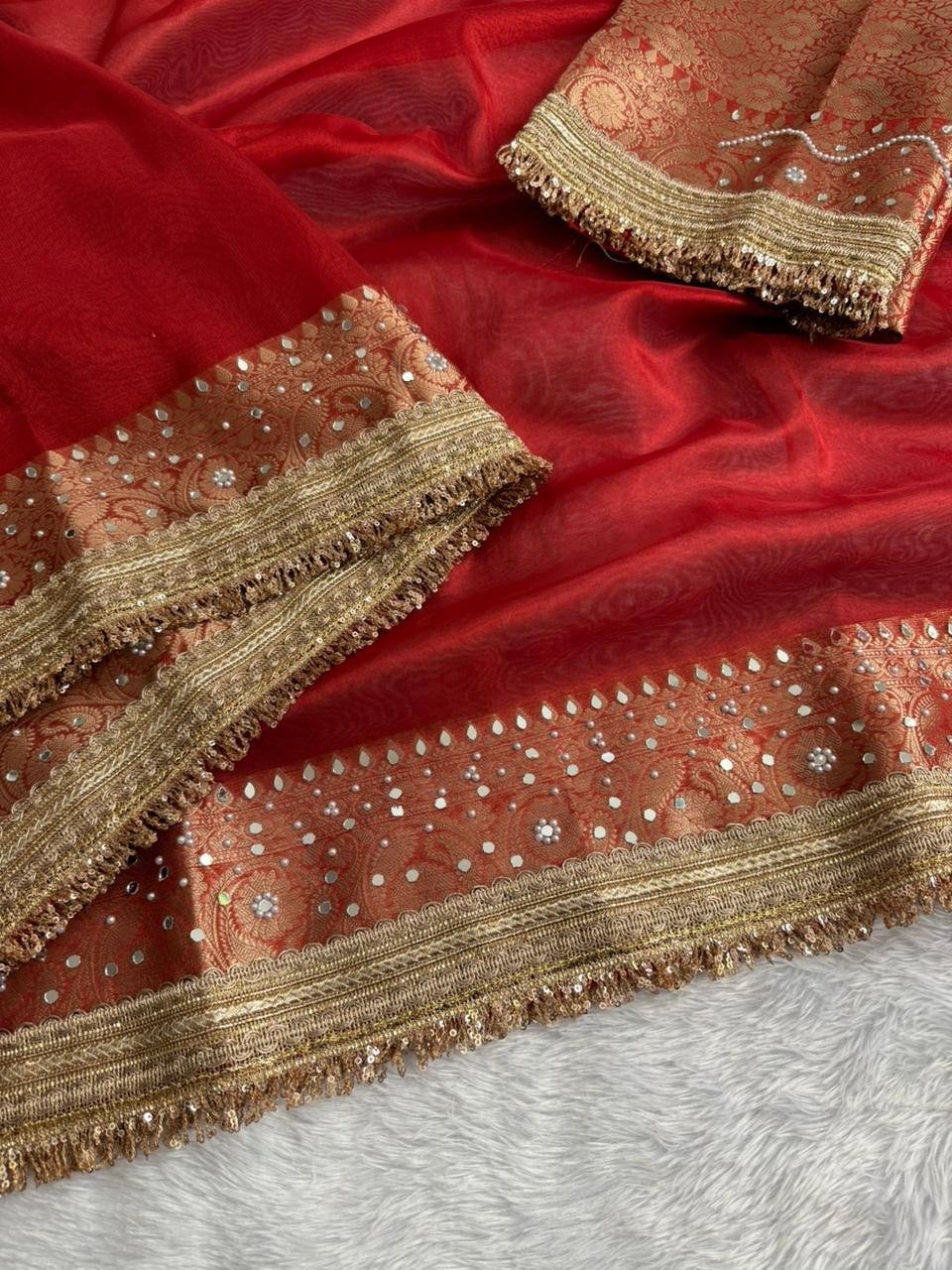 Sindoor Rajsi Maharani Tissue Silk Saree